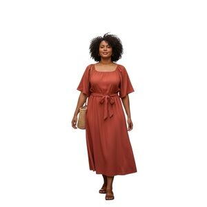 AVA & VIV PLUS SIZE Women’s terra cotta dress size 1X w/matching belt